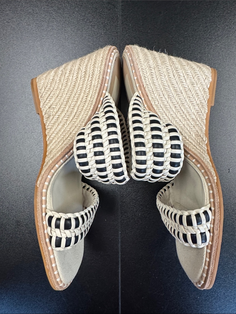 Dolce Vita Black and Cream Woven Double-Strap Mules - Picture 5 of 10